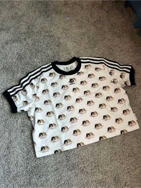 adidas Crop Tee with Cherub Print
